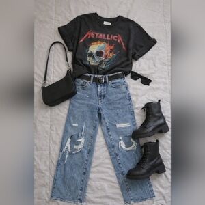 PacSun High Rise Straight Leg Distressed Denim Jeans Size 22